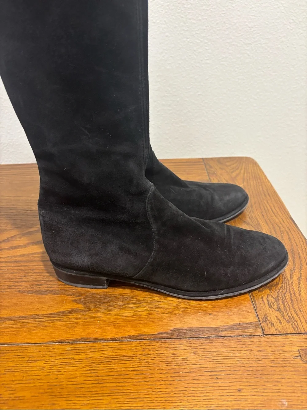 Stuart Weitzman Black Suede Over-the-Knee Tie-Back Boots